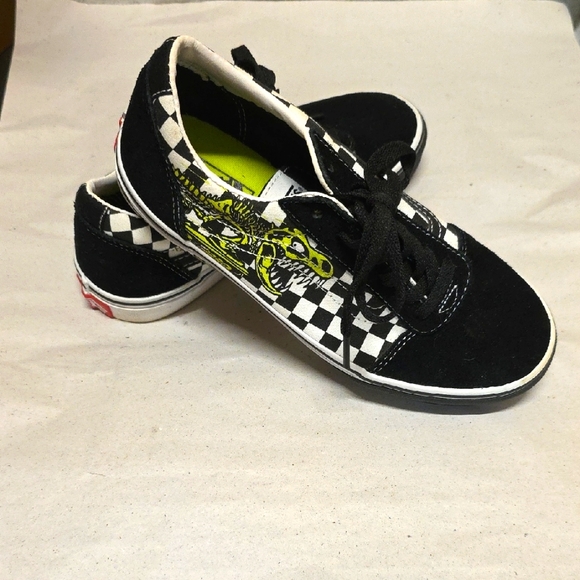 Vans Other - Vans Ward Dino Checkerboard T Rex Old Skool Low Skate Shoes Sneakers Size 5y